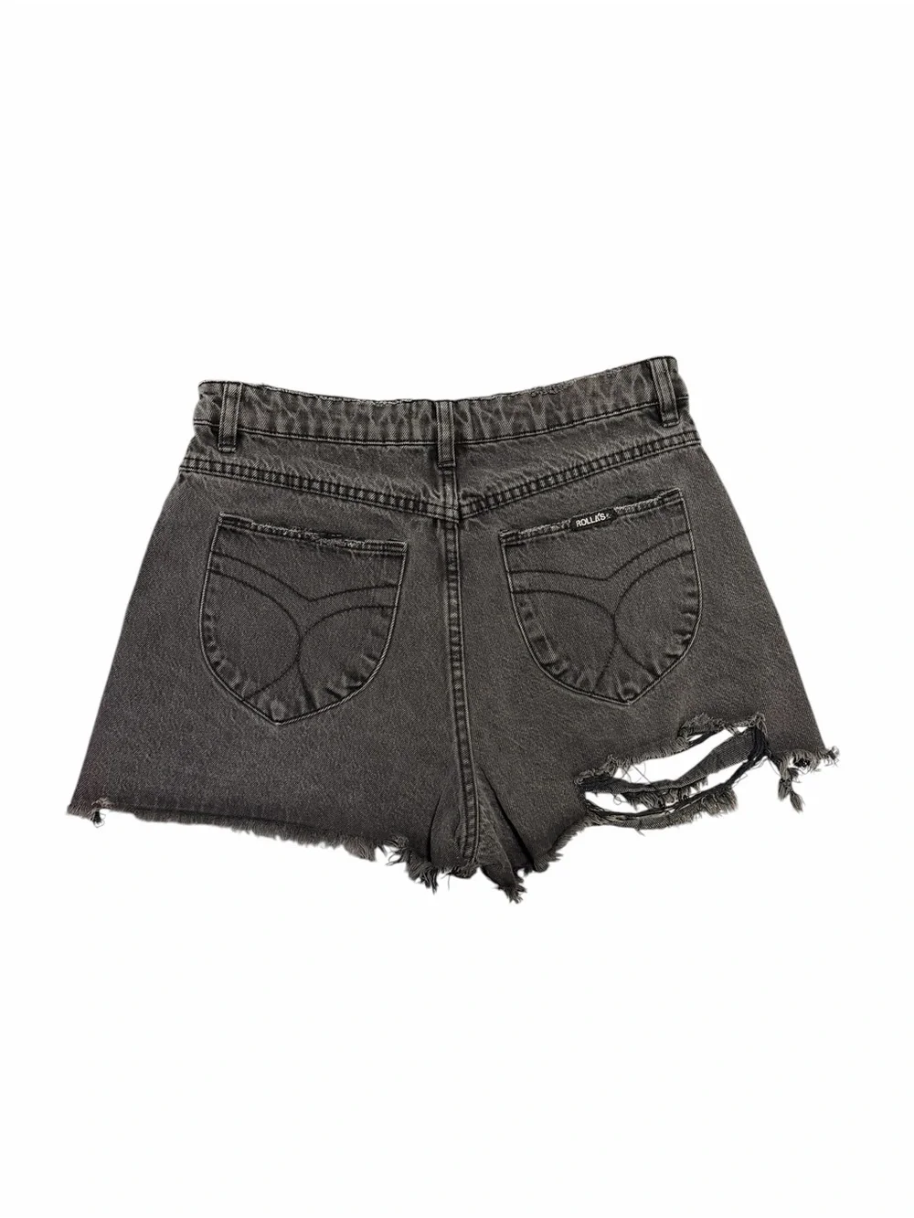 ROLLA'S Dusters Shorts, Denim Black Distressed Shorts Size 30